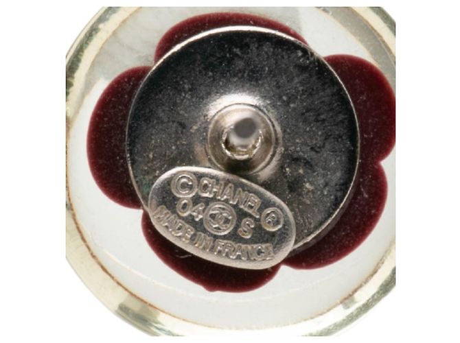 Pendientes de botón redondos Chanel Coco Mark Camellia Plata Roja - vista 3