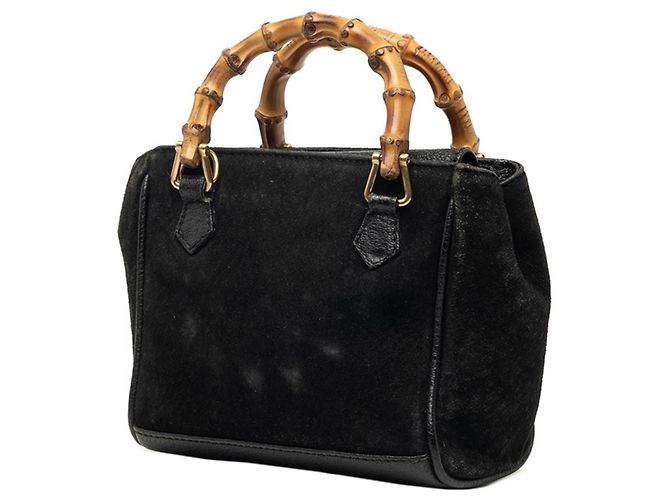 Borsa a mano e a tracolla Gucci Bamboo Nero - vista 2