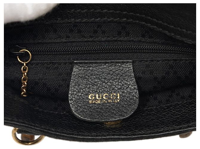 Borsa a mano e a tracolla Gucci Bamboo Nero - vista 5