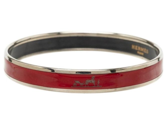 Bracciale Hermès Email PM Caleche Argento Rosso Bordò - vista 2