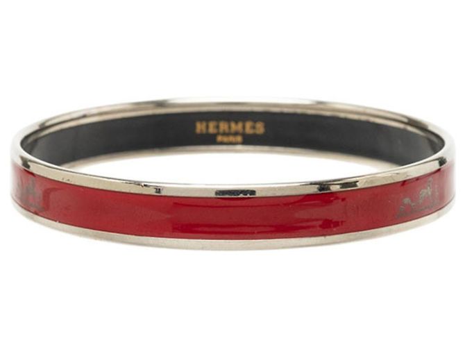 Bracciale Hermès Email PM Caleche Argento Rosso Bordò - vista 3