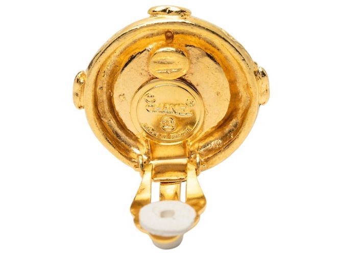 Orecchini a clip rotondi vintage Chanel Coco Mark D'oro - vista 3