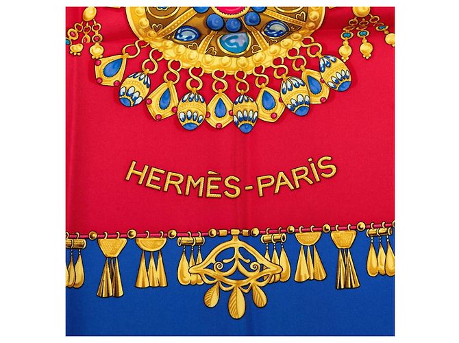 Hermès Hermes Carre 90 Parures des Sables Wüstendekoration Schal Rot Mehrfarben - Ansicht 5