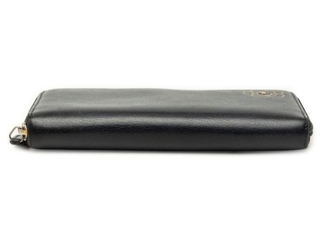 Chanel Camellia Coco Mark Rundreißverschluss Geldbörse Schwarz Golden - Ansicht 3