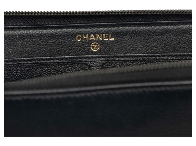 Chanel Camellia Coco Mark Rundreißverschluss Geldbörse Schwarz Golden - Ansicht 7