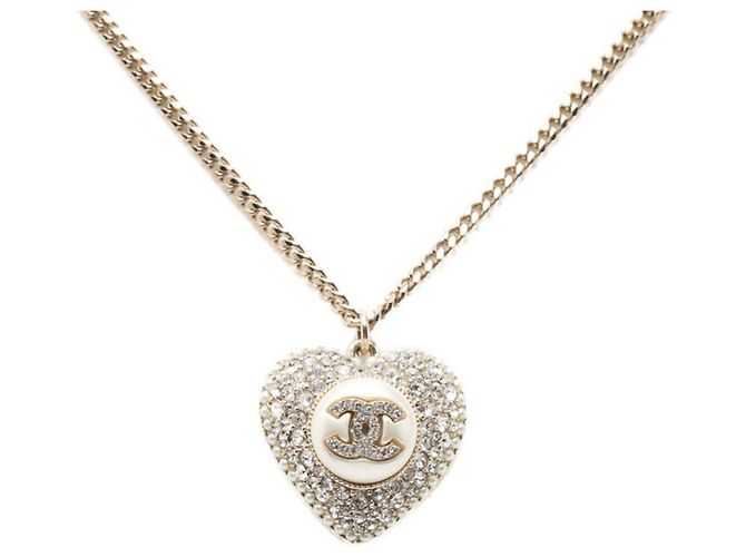 Collana con ciondolo a catena Chanel Coco Mark motivo cuore Argento Bianco - vista 2