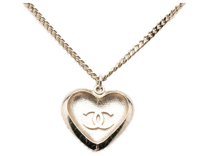 Collana con ciondolo a catena Chanel Coco Mark motivo cuore Argento Bianco - vista 3