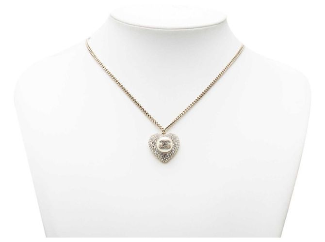 Collana con ciondolo a catena Chanel Coco Mark motivo cuore Argento Bianco - vista 7