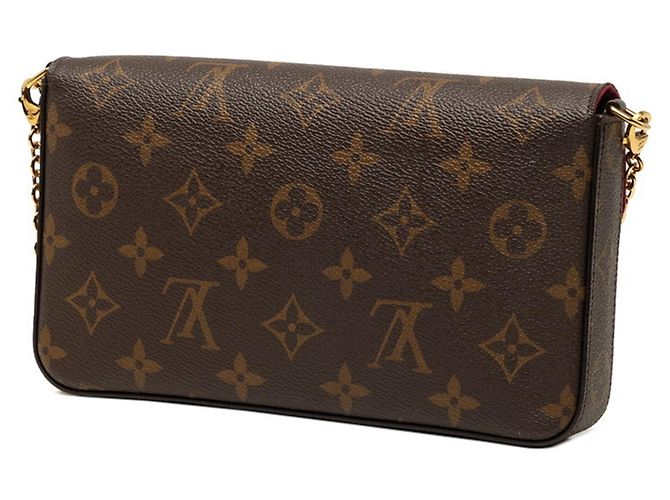 Borsa a tracolla con catena Louis Vuitton Monogram Pochette Felicie Marrone Fuschia - vista 2