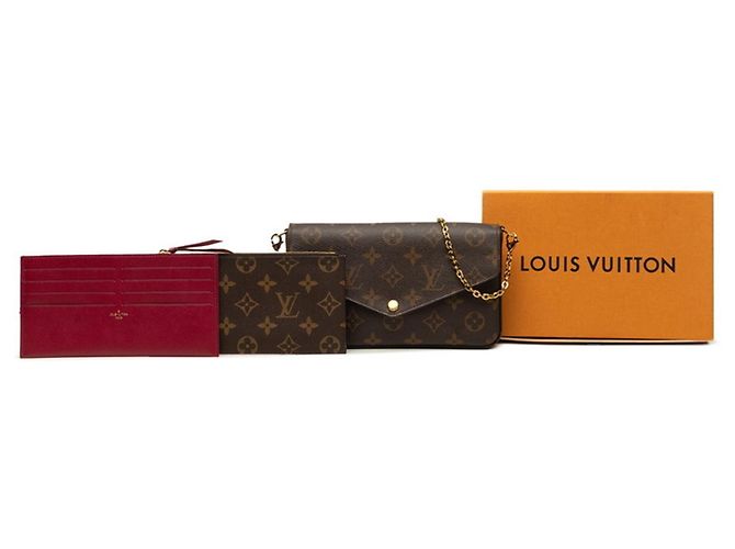 Borsa a tracolla con catena Louis Vuitton Monogram Pochette Felicie Marrone Fuschia - vista 6