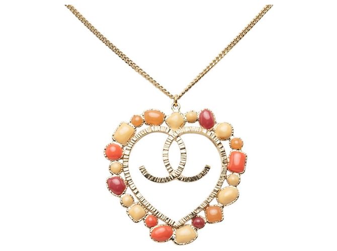 Collana lunga Chanel Coco Mark con motivo a cuore Multicolore D'oro - vista 2