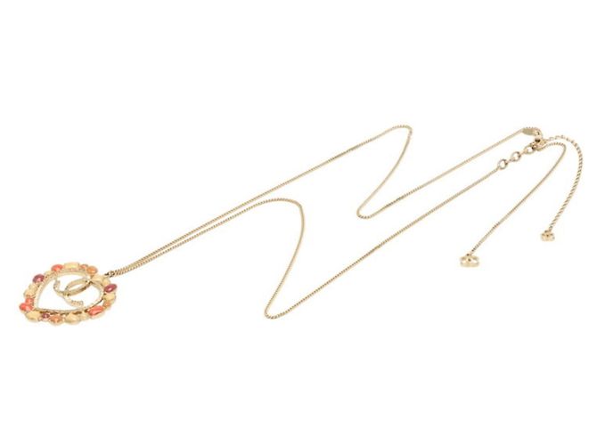 Collana lunga Chanel Coco Mark con motivo a cuore Multicolore D'oro - vista 3