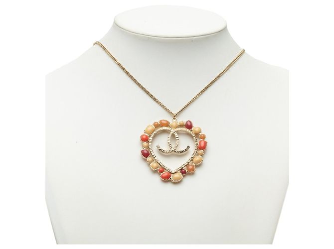 Collana lunga Chanel Coco Mark con motivo a cuore Multicolore D'oro - vista 6