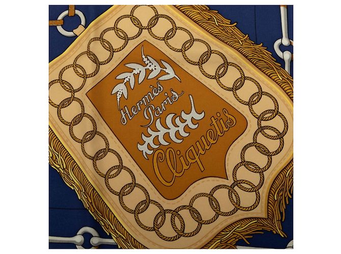 Hermès Hermes Carre 90 CLIQUETIS Schal Mehrfarben Marineblau - Ansicht 2