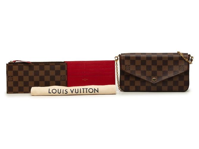 Louis Vuitton Damier Pochette Felicie Chain Shoulder Bag Braun Fuschia - Ansicht 7