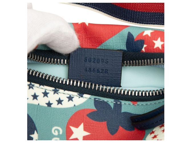 Bolsa Tiracolo Gucci para Crianças Strawberry Seahorse Azul Multicor - vista 5