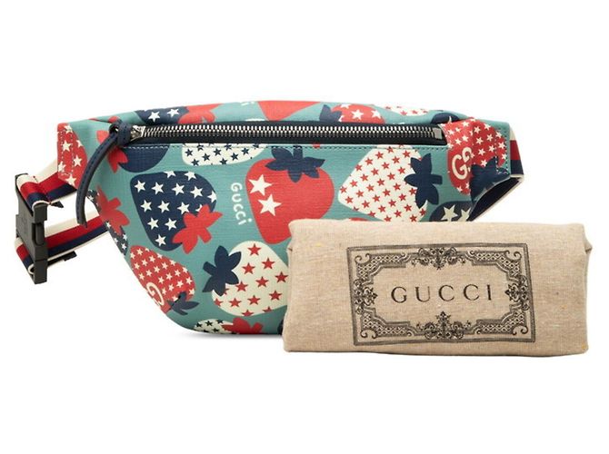 Bolsa Tiracolo Gucci para Crianças Strawberry Seahorse Azul Multicor - vista 7