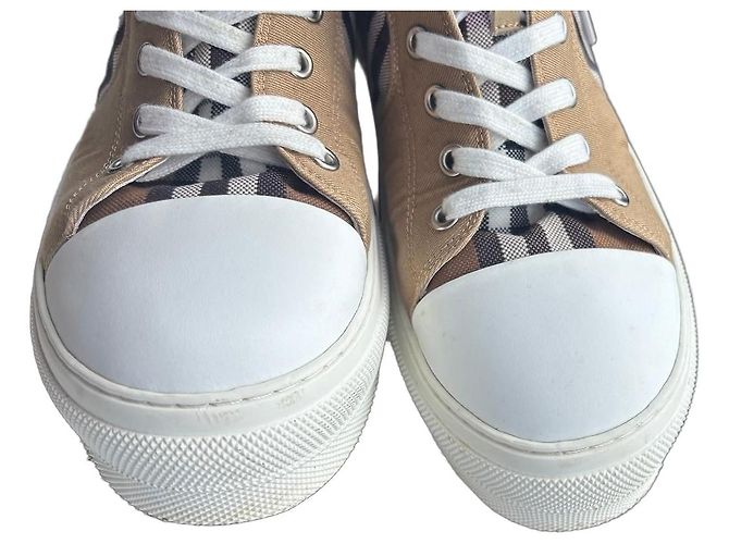 Sneakers alte Burberry Check Marrone Bianco Beige - vista 2