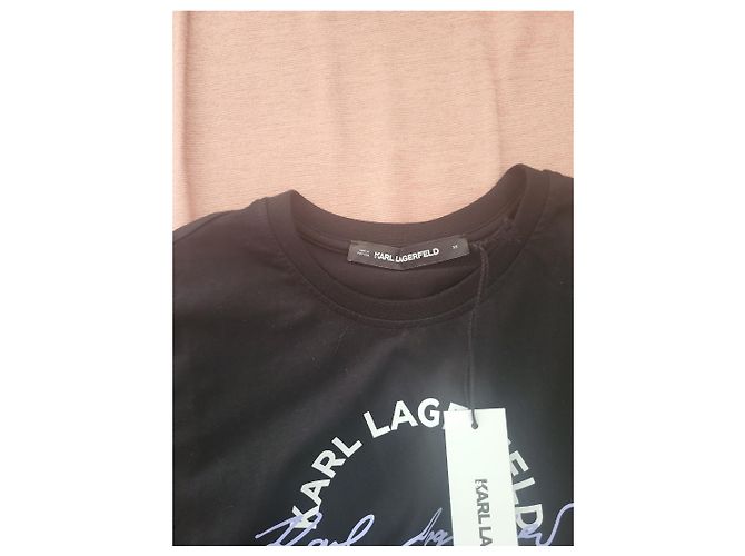 T-shirt Karl Lagerfeld nera con logo circolare Nero - vista 2