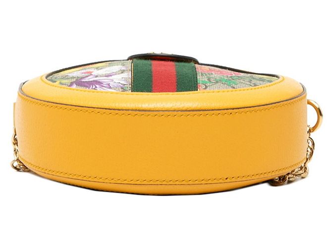Borsa a tracolla con catena Gucci GG Supreme Flora Beige Giallo - vista 3