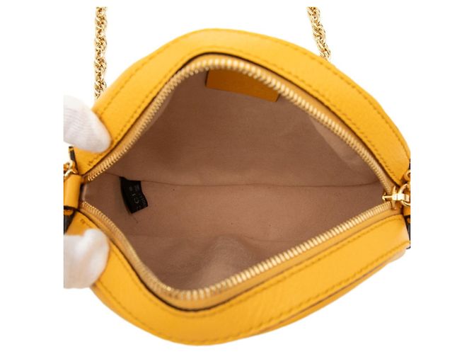 Borsa a tracolla con catena Gucci GG Supreme Flora Beige Giallo - vista 4