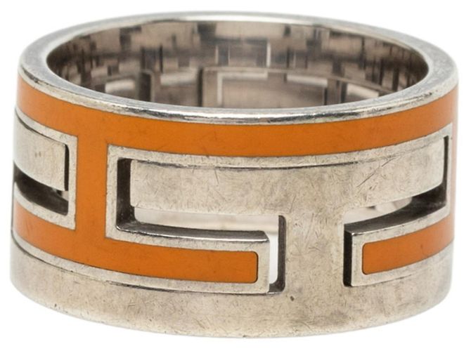 Hermès Hermes Move H Band Ring Silber Orange - Ansicht 2