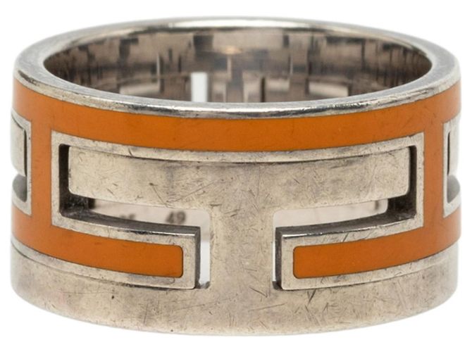 Hermès Hermes Move H Band Ring Silber Orange - Ansicht 3