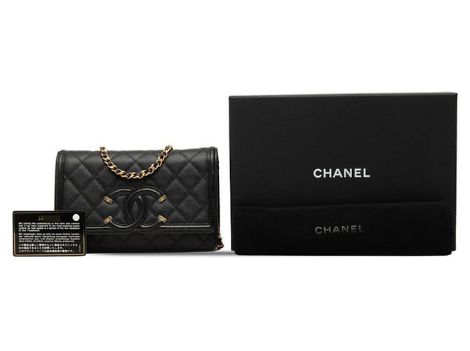 Borsa a tracolla Chanel in pelle caviar nera Nero - vista 11