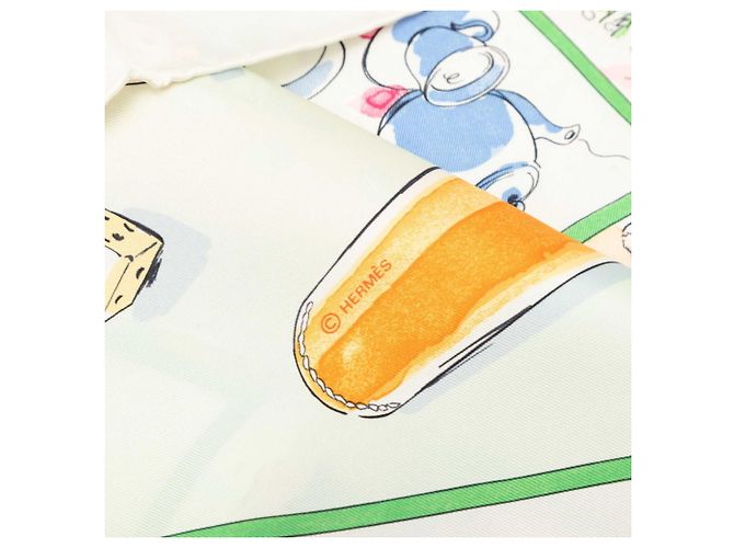 Hermès Foulard Hermes Carre 90: Le jeu des petits bonheurs Bianco Multicolore - vista 5
