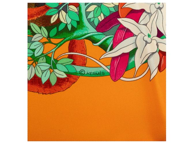 Hermès Pañuelo Hermes Carre 90 Au Coeur de la Vie Multicolor Naranja - vista 5