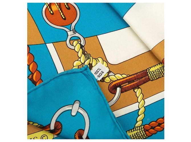 Hermès Lenço Hermes Carre 90 Chateau de Arriere Azul Multicor - vista 6