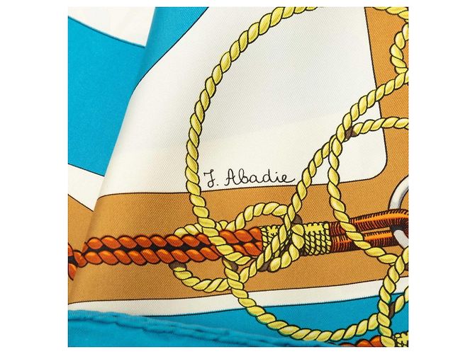 Hermès Lenço Hermes Carre 90 Chateau de Arriere Azul Multicor - vista 7