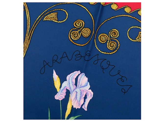 Hermès Foulard di seta Hermes Carre 90 Arabesque Blu Multicolore - vista 3