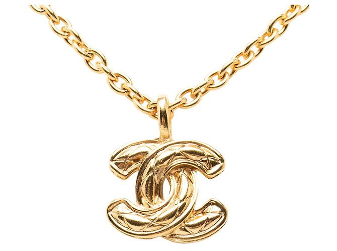 Collana con ciondolo a catena vintage Chanel Coco Mark D'oro - vista 2