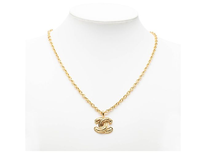 Collana con ciondolo a catena vintage Chanel Coco Mark D'oro - vista 8