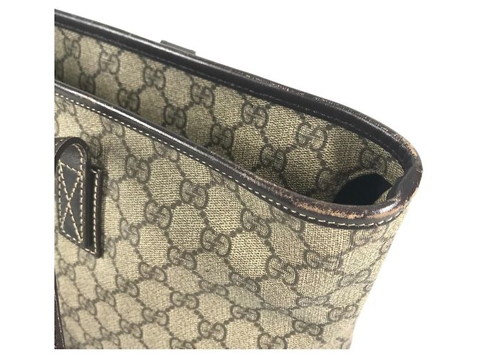 Borsa Gucci GG Supreme Logo Beige Marrone scuro - vista 10