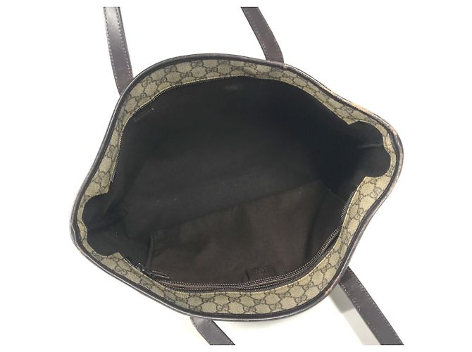Borsa Gucci GG Supreme Logo Beige Marrone scuro - vista 12