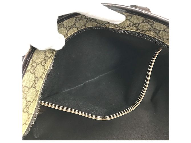Borsa Gucci GG Supreme Logo Beige Marrone scuro - vista 13