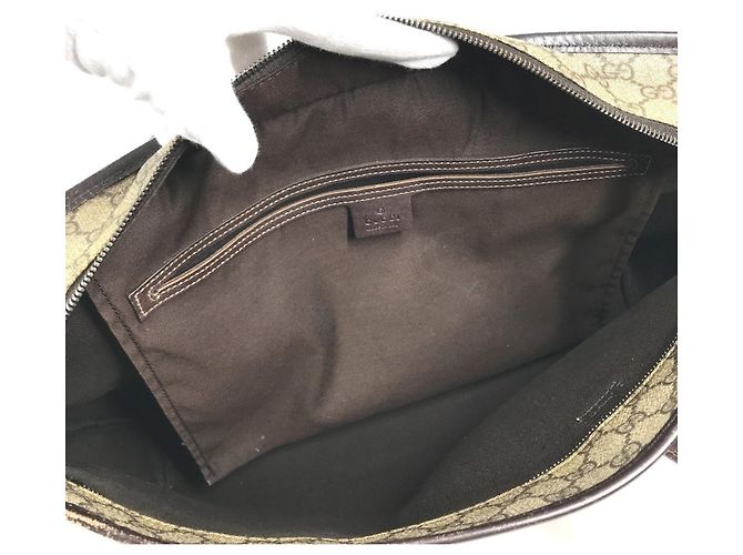 Borsa Gucci GG Supreme Logo Beige Marrone scuro - vista 15