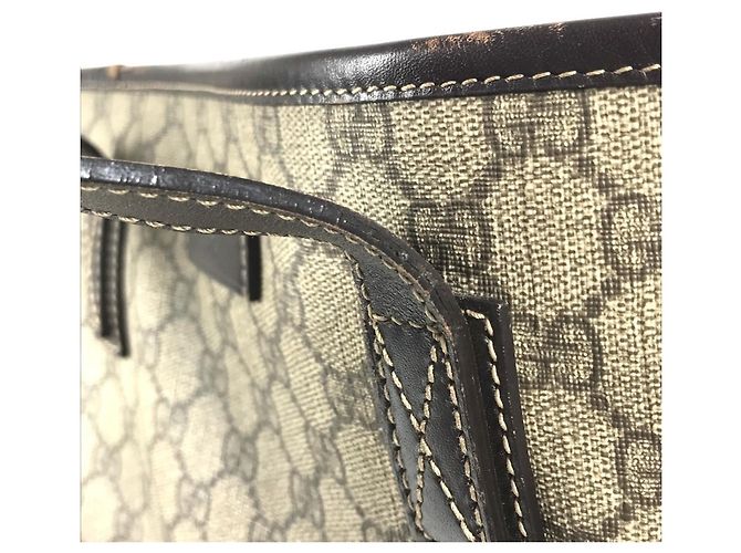 Borsa Gucci GG Supreme Logo Beige Marrone scuro - vista 16