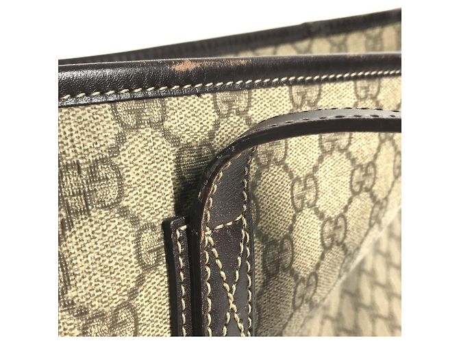 Borsa Gucci GG Supreme Logo Beige Marrone scuro - vista 17