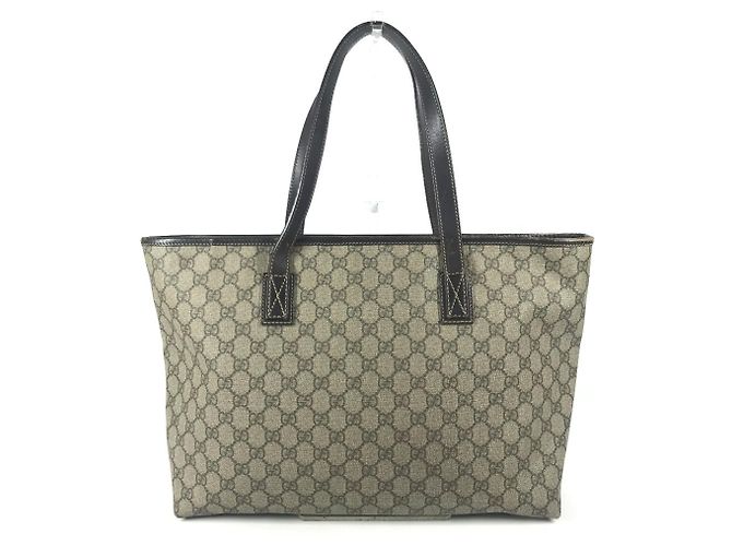Borsa Gucci GG Supreme Logo Beige Marrone scuro - vista 2