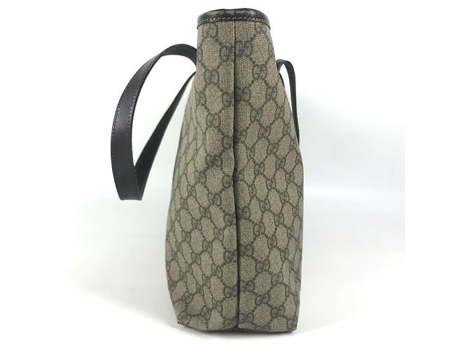 Borsa Gucci GG Supreme Logo Beige Marrone scuro - vista 3