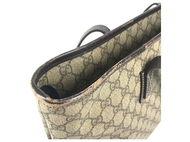 Borsa Gucci GG Supreme Logo Beige Marrone scuro - vista 9