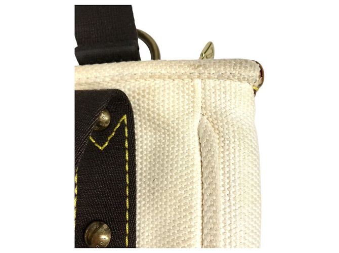 Borsa Tote Louis Vuitton Antigua Cabas PM Marrone Bianco - vista 10
