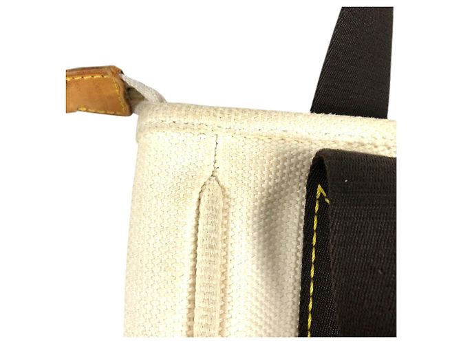 Borsa Tote Louis Vuitton Antigua Cabas PM Marrone Bianco - vista 11