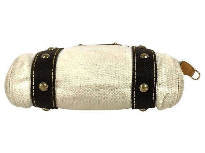 Borsa Tote Louis Vuitton Antigua Cabas PM Marrone Bianco - vista 4
