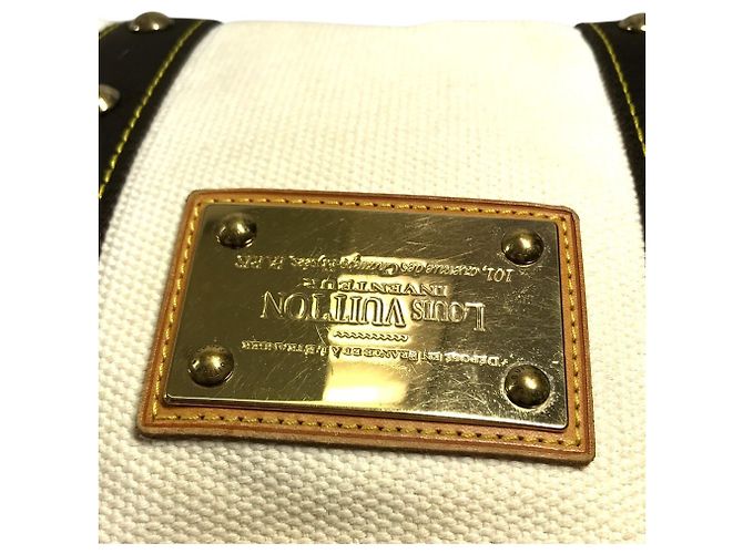 Borsa Tote Louis Vuitton Antigua Cabas PM Marrone Bianco - vista 5