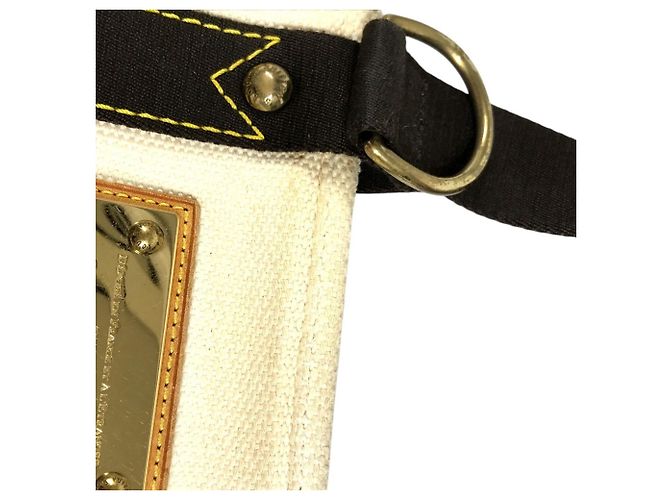 Borsa Tote Louis Vuitton Antigua Cabas PM Marrone Bianco - vista 7