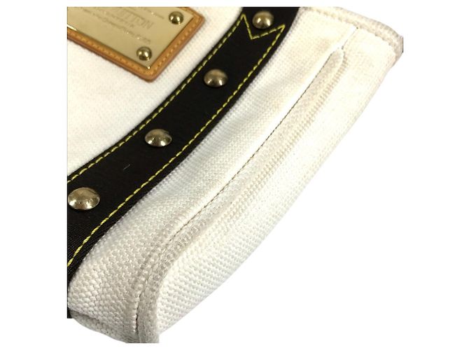 Borsa Tote Louis Vuitton Antigua Cabas PM Marrone Bianco - vista 8